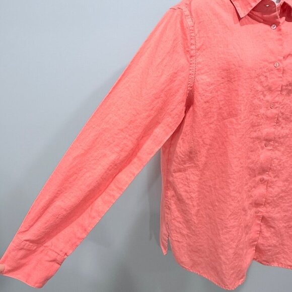 Sutton Studio 100% Linen Button Up Blouse Tunic Coastal Beachy Coral Womens XL - Picture 4 of 12